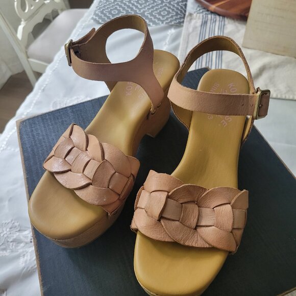 Korks by Kork-Ease Platform Wedge Womens 6M/36.5 Sandal Tan with Straps BOHO - Picture 5 of 9